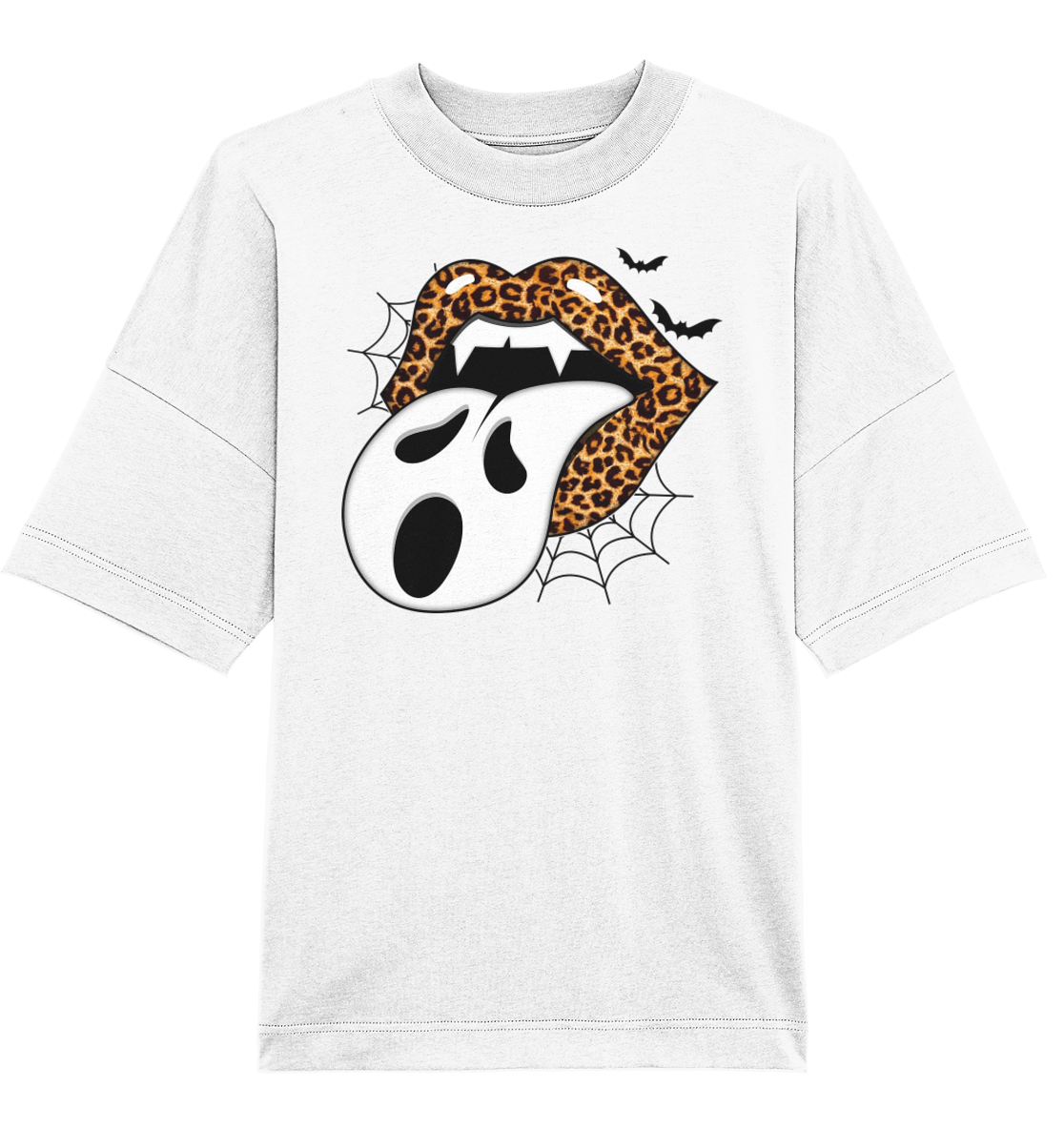 T-Shirt Lippen Halloween Druck Vorne - Organic Oversize Shirt