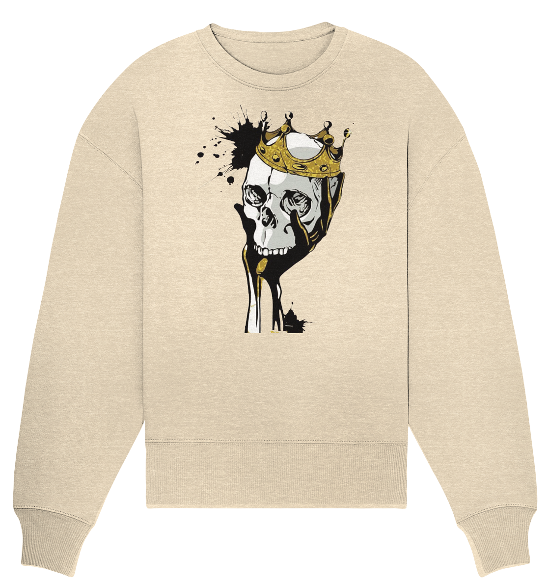 Totenkopf Krone Druck Vorne - Organic Oversize Sweatshirt
