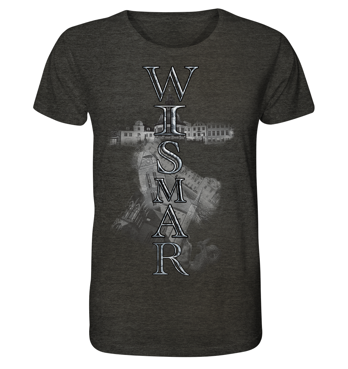 T-Shirt Wismar Druck Vorne - Organic Shirt (meliert)