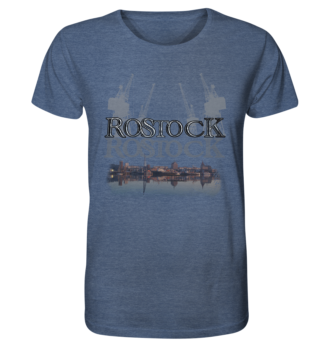 T-Shirt Motiv Rostock Druck vorne - Organic Shirt (meliert)