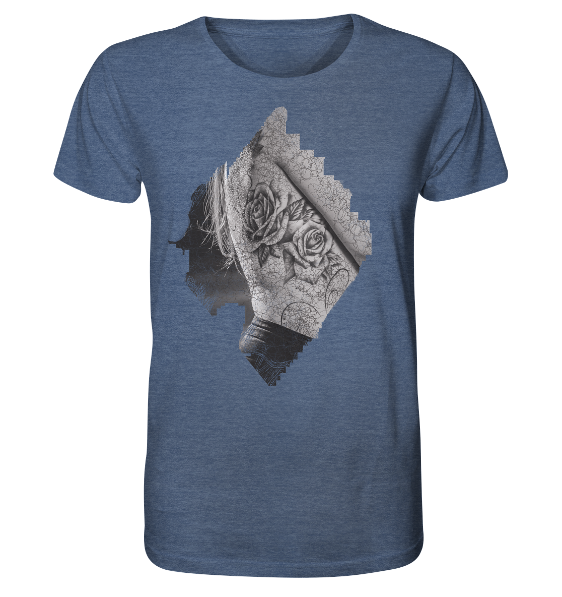 T-Shirt Rose Druck vorne - Organic Shirt (meliert)