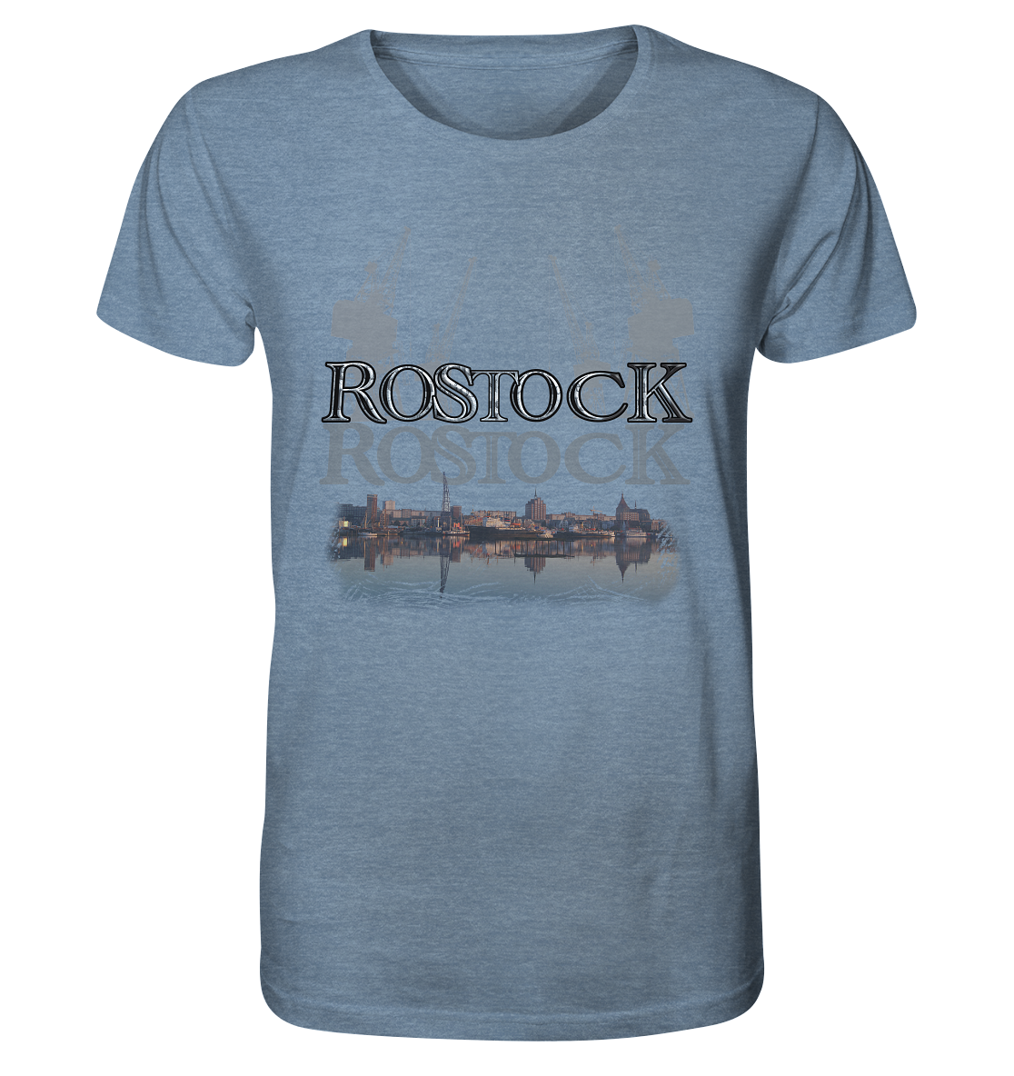 T-Shirt Motiv Rostock Druck vorne - Organic Shirt (meliert)