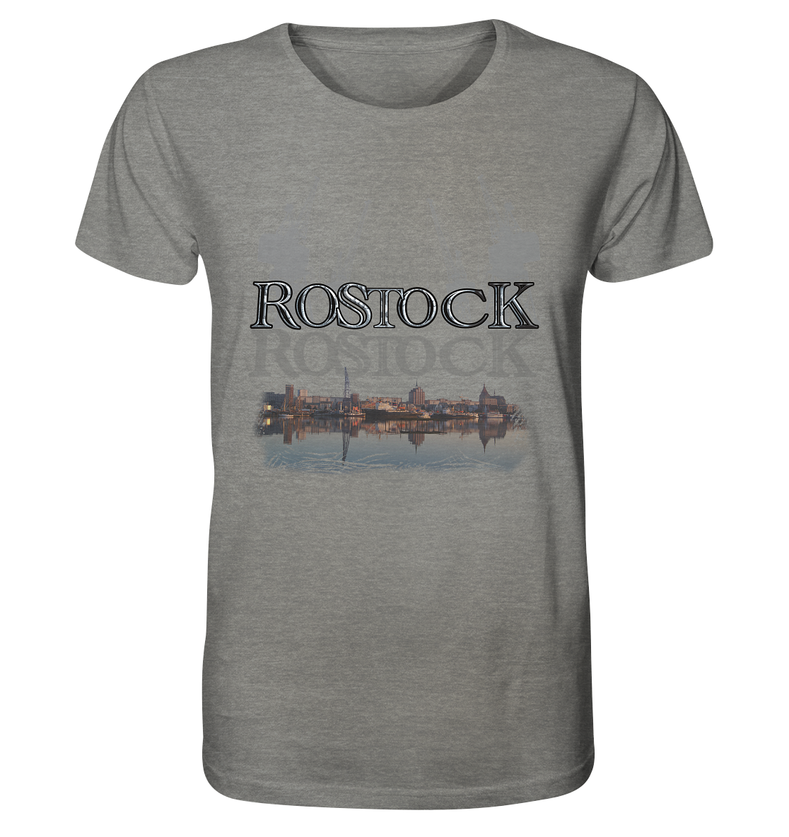 T-Shirt Motiv Rostock Druck vorne - Organic Shirt (meliert)