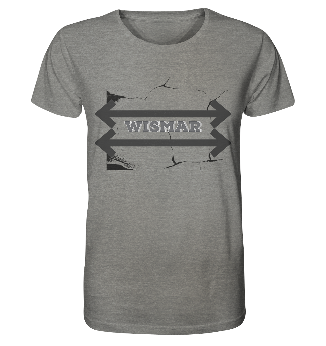 T-Shirt Aufdruck Wismar Vorne  - Organic Shirt (meliert)