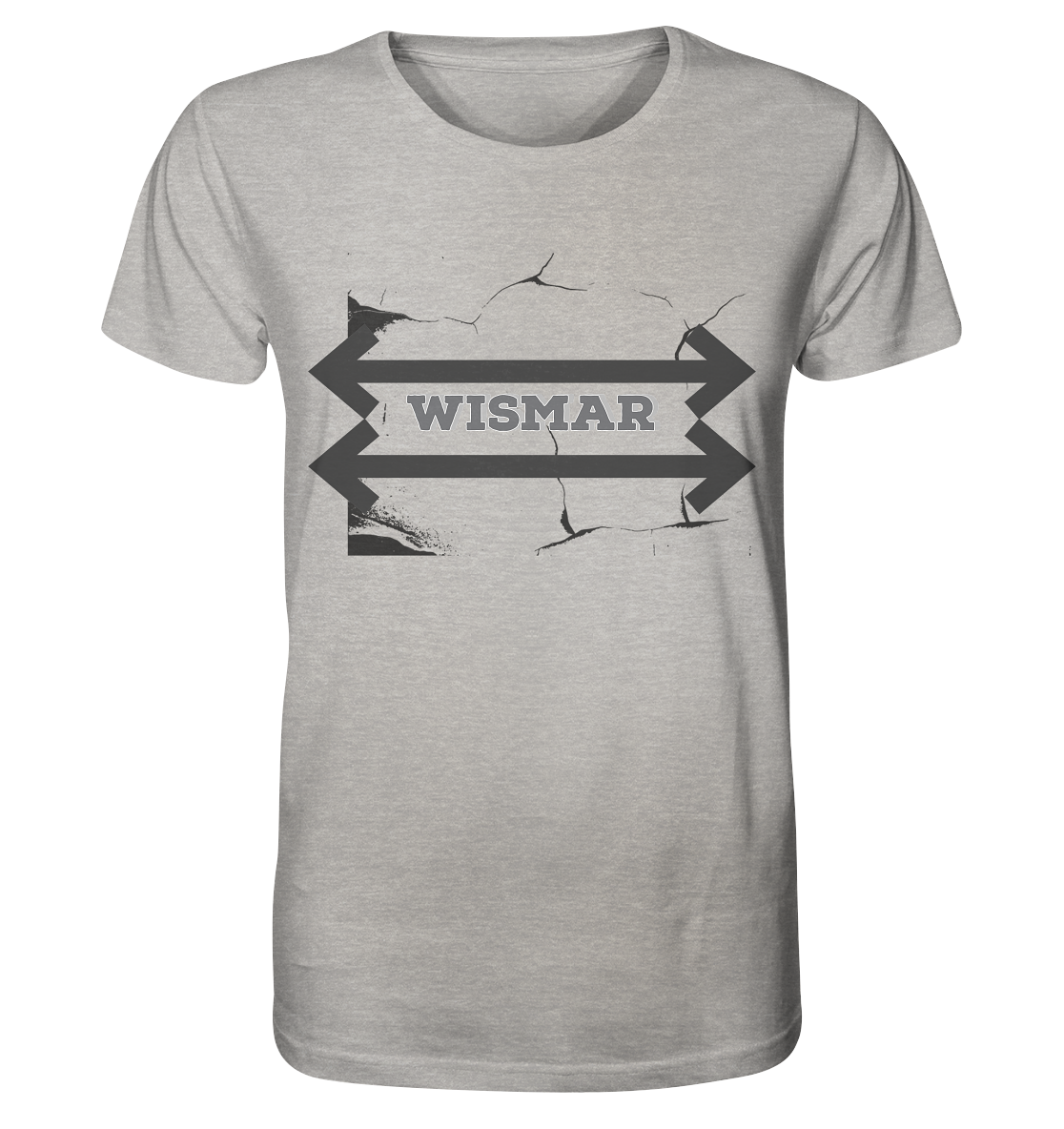 T-Shirt Aufdruck Wismar Vorne  - Organic Shirt (meliert)