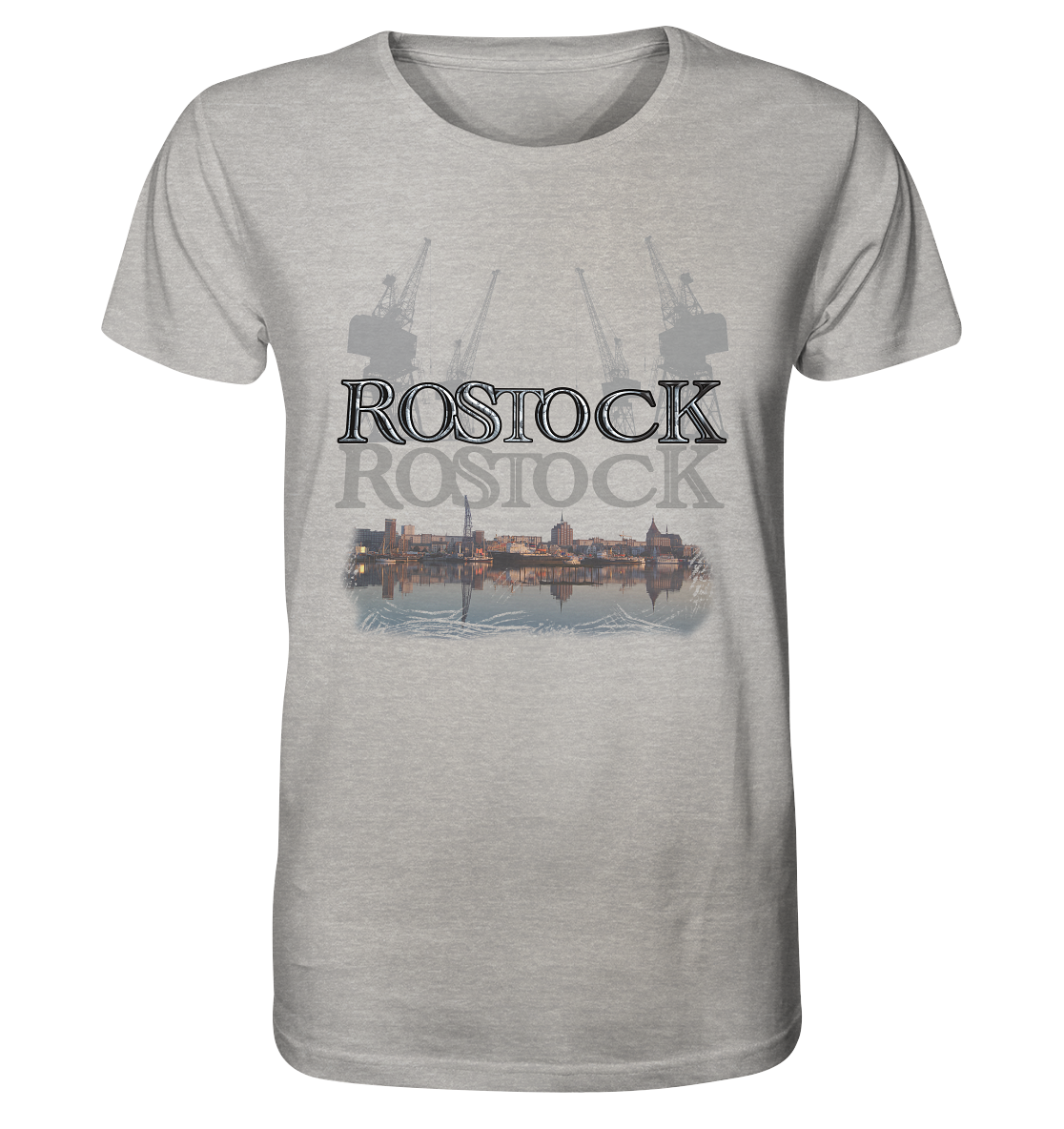 T-Shirt Motiv Rostock Druck vorne - Organic Shirt (meliert)