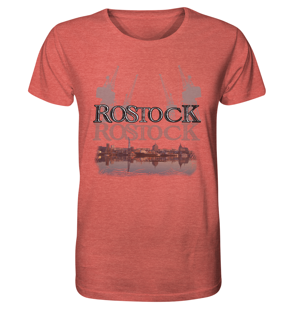 T-Shirt Motiv Rostock Druck vorne - Organic Shirt (meliert)