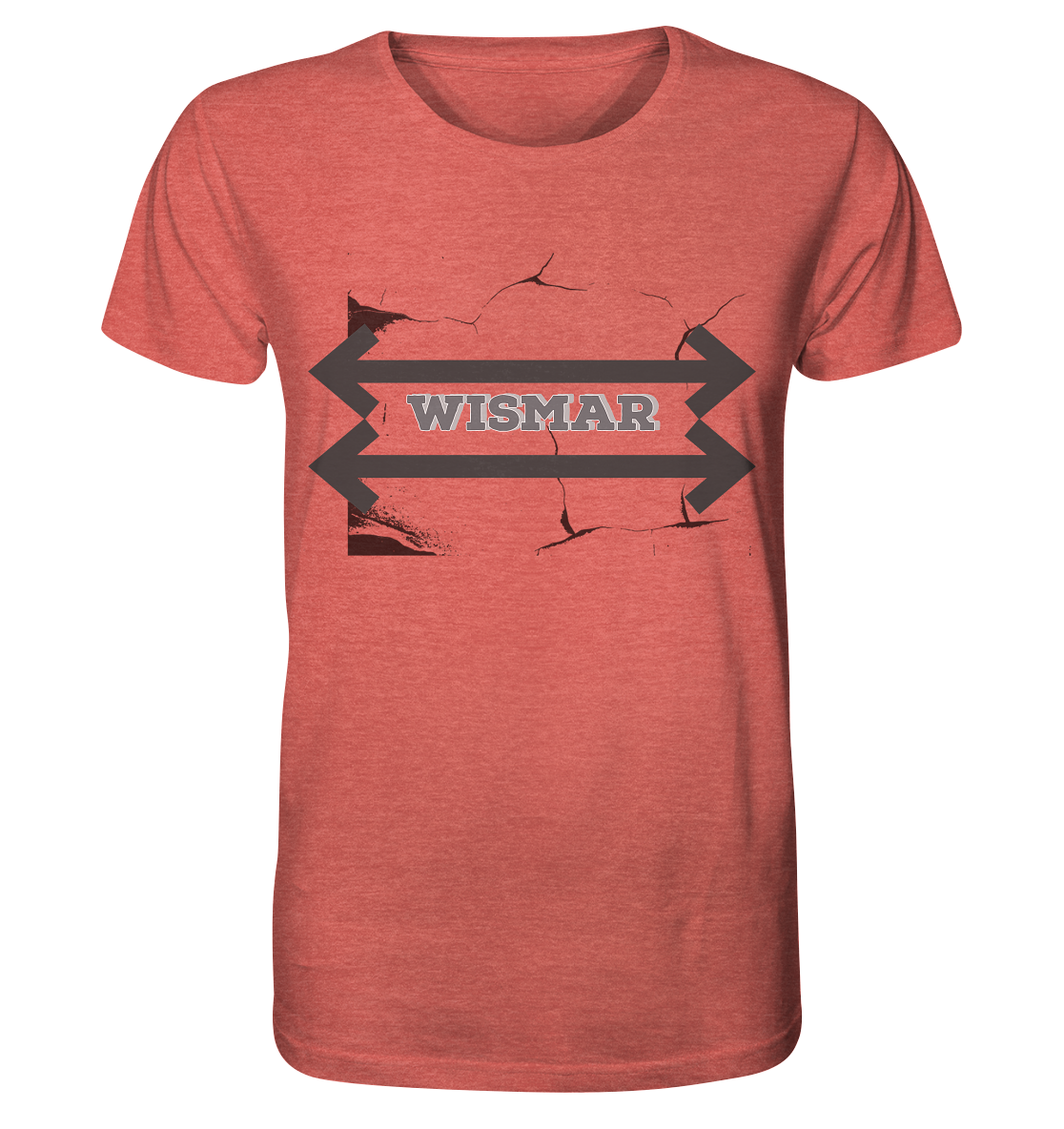 T-Shirt Aufdruck Wismar Vorne  - Organic Shirt (meliert)