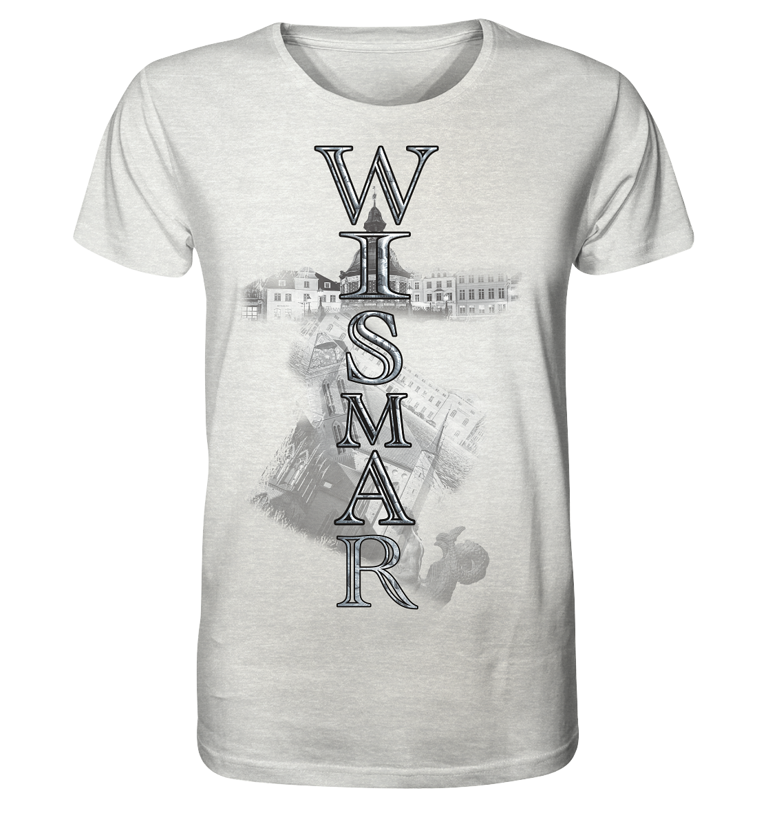 T-Shirt Wismar Druck Vorne - Organic Shirt (meliert)