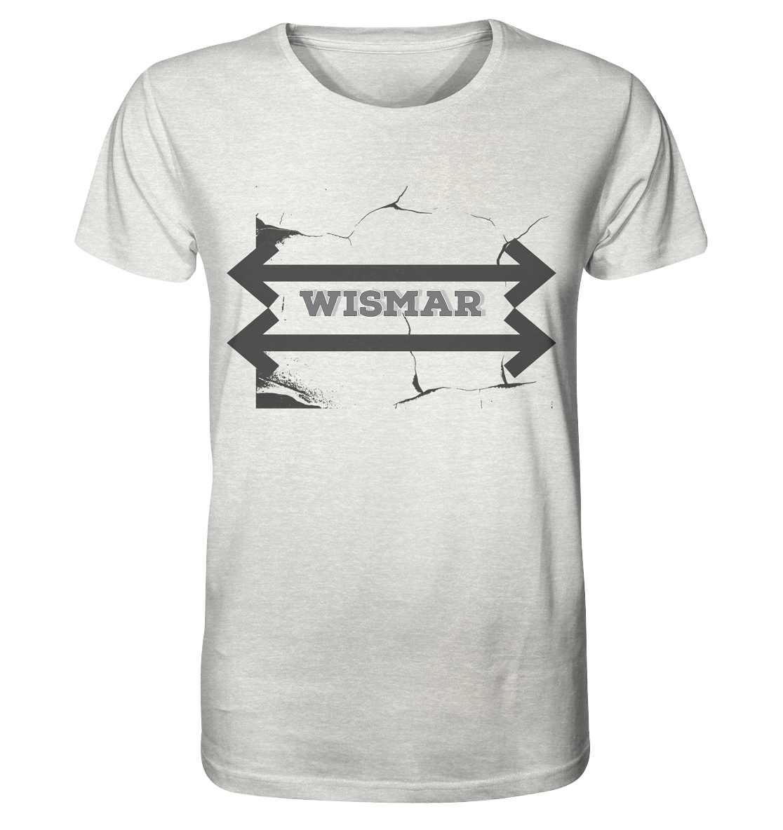 T-Shirt Aufdruck Wismar Vorne  - Organic Shirt (meliert)