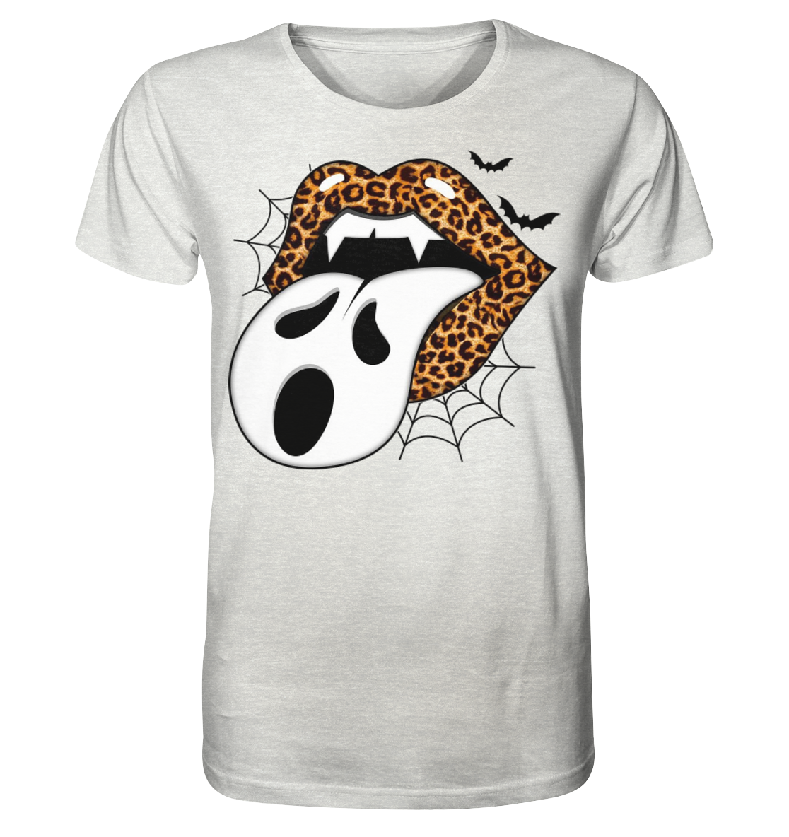 T-Shirt Lippen Halloween Druck Vorne - Organic Shirt (meliert)