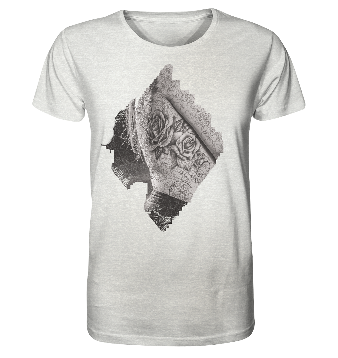 T-Shirt Rose Druck vorne - Organic Shirt (meliert)
