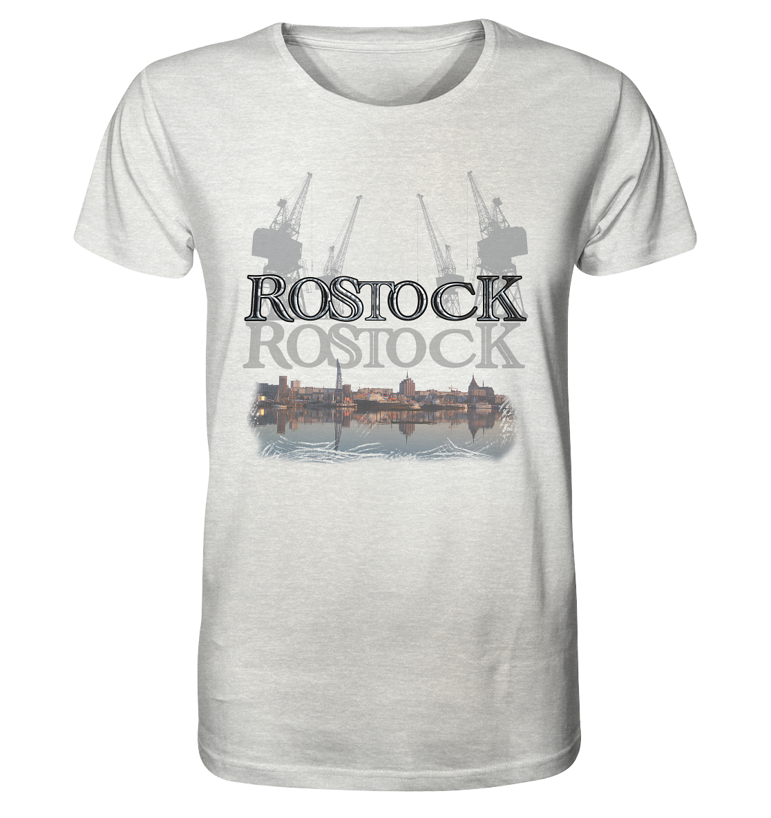 T-Shirt Motiv Rostock Druck vorne - Organic Shirt (meliert)