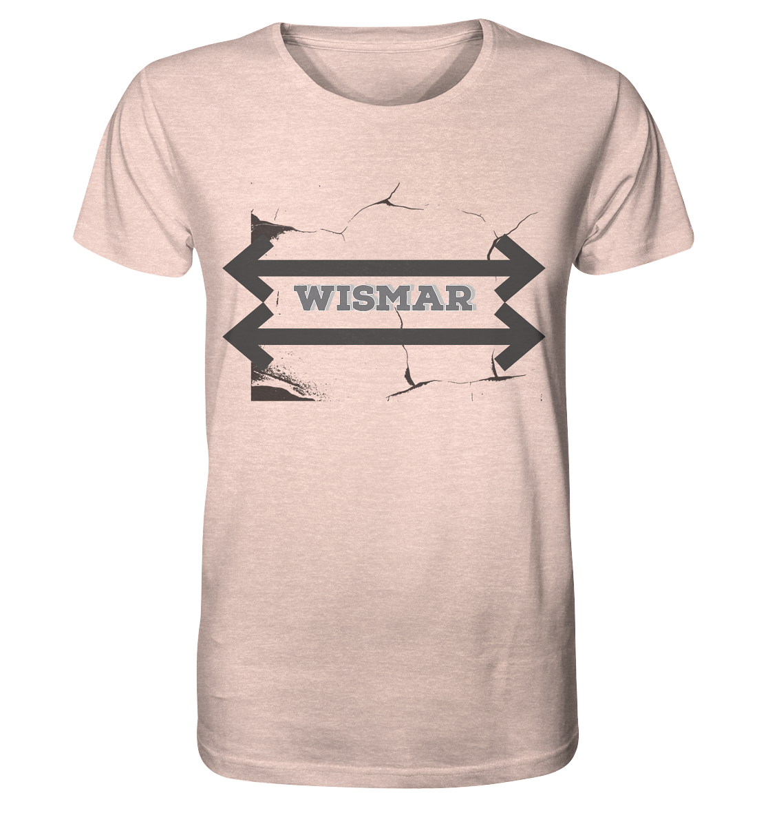 T-Shirt Aufdruck Wismar Vorne  - Organic Shirt (meliert)