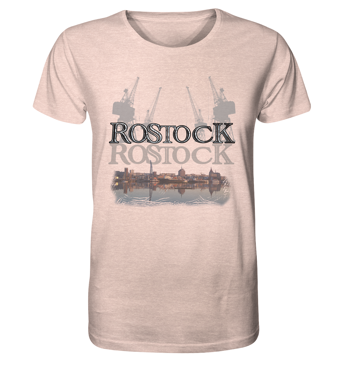 T-Shirt Motiv Rostock Druck vorne - Organic Shirt (meliert)
