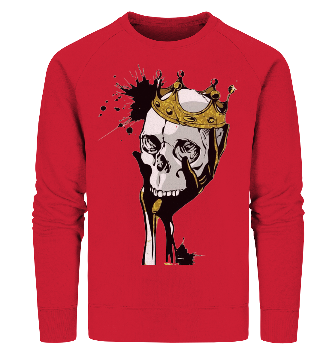 Totenkopf Krone Druck Vorne - Organic Sweatshirt