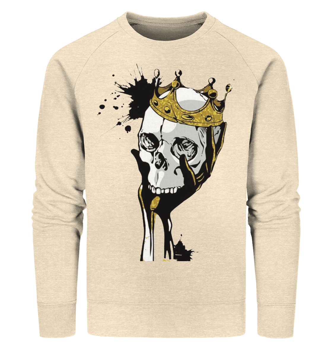 Totenkopf Krone Druck Vorne - Organic Sweatshirt