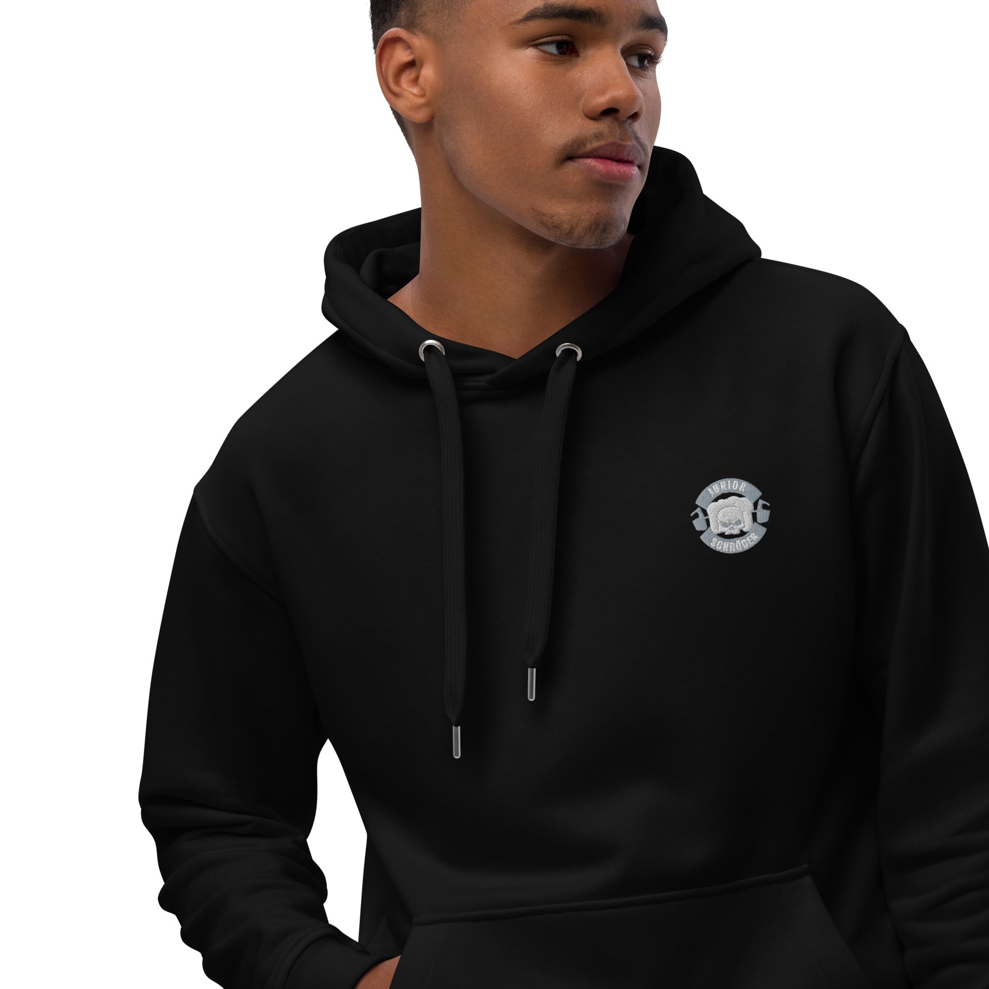 Premium Bio Hoodie Stick Brust und Ärmel