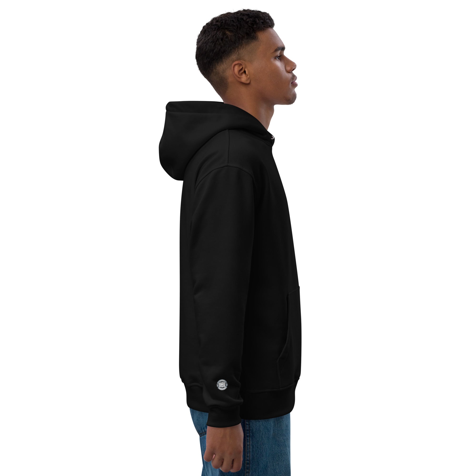 Premium Bio Hoodie Stick Brust und Ärmel
