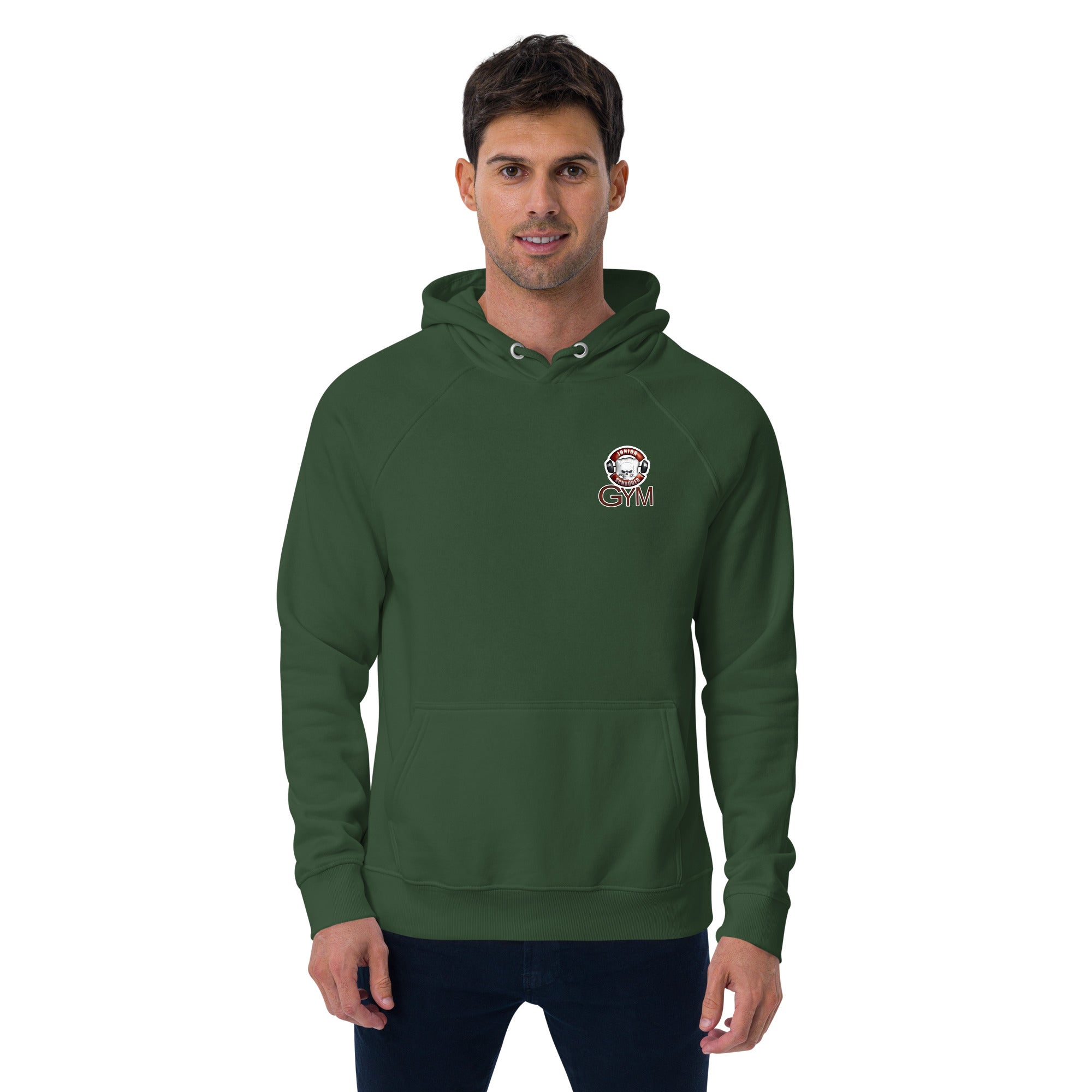 Unisex Bio-Raglan-Hoodie Junior Schröder Gym Druck Vorne