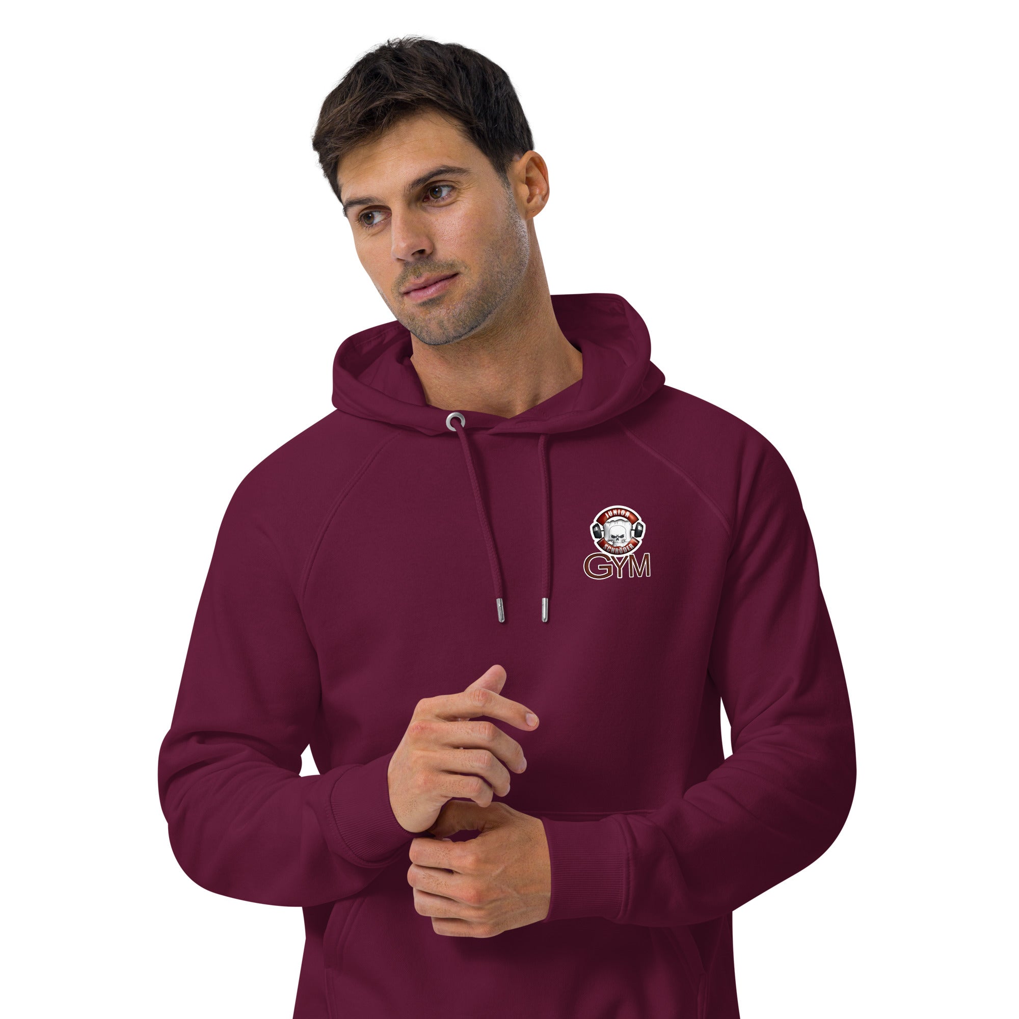 Unisex Bio-Raglan-Hoodie Junior Schröder Gym Druck Vorne