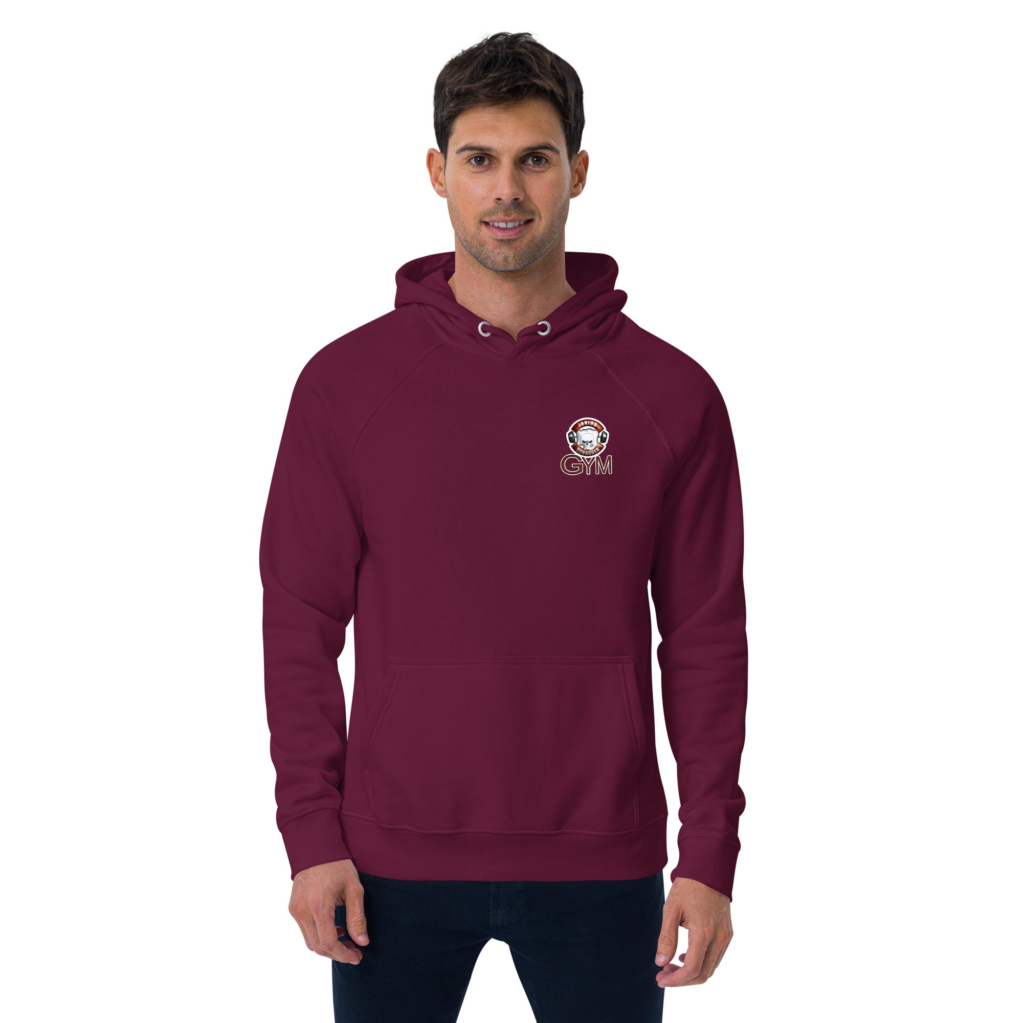 Unisex Bio-Raglan-Hoodie Junior Schröder Gym Druck Vorne