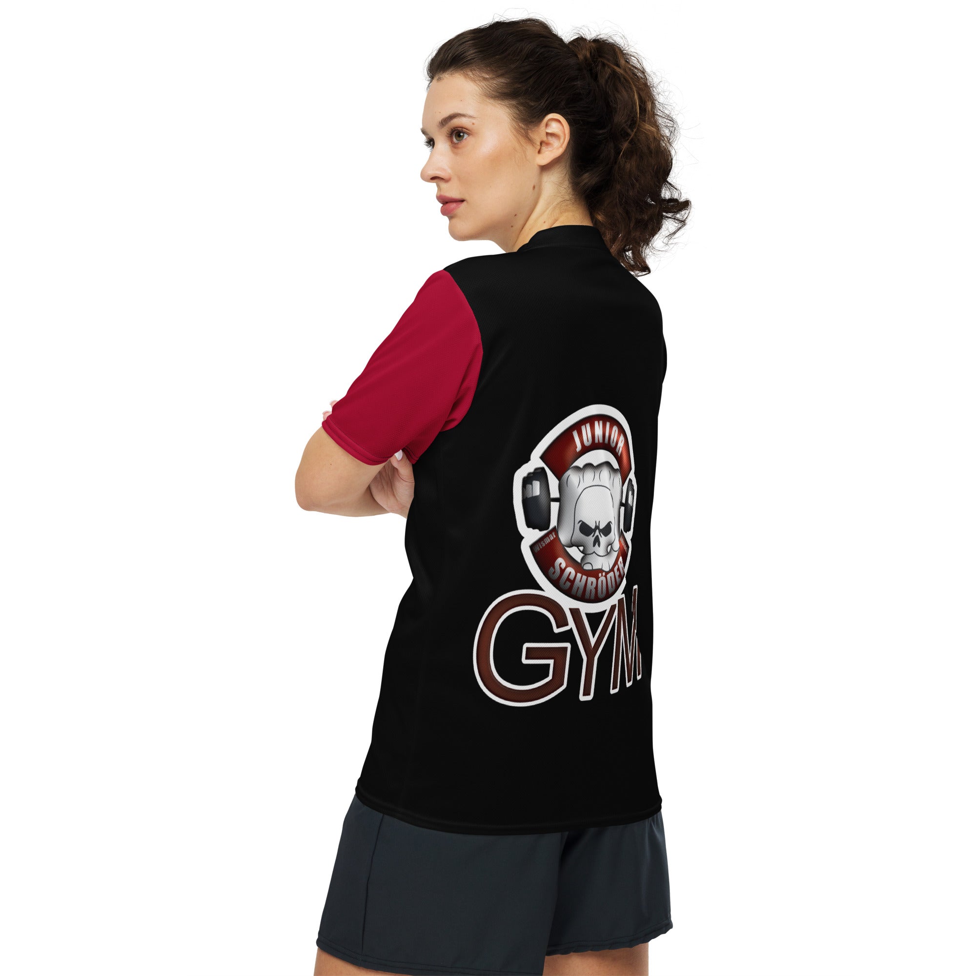 Recyceltes Unisex-Trikot mit Junior Schröder Gym Logo Vorne und Hinten