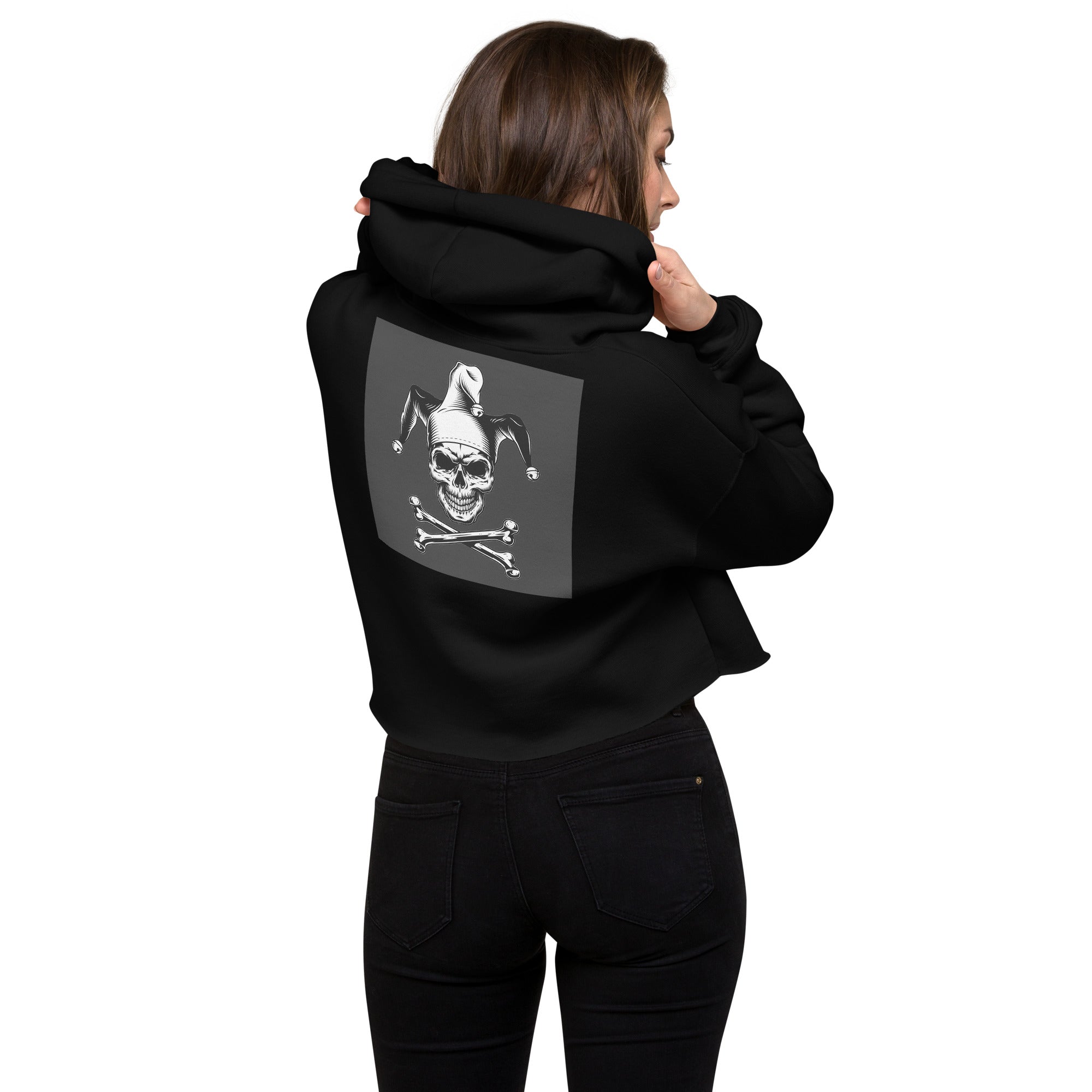 Crop-Hoodie Junior Schröder Stick vorne Druck hinten