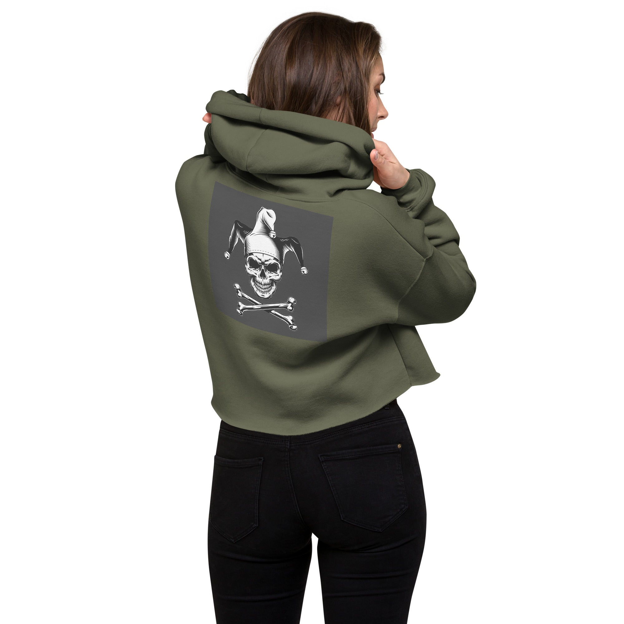 Crop-Hoodie Junior Schröder Stick vorne Druck hinten