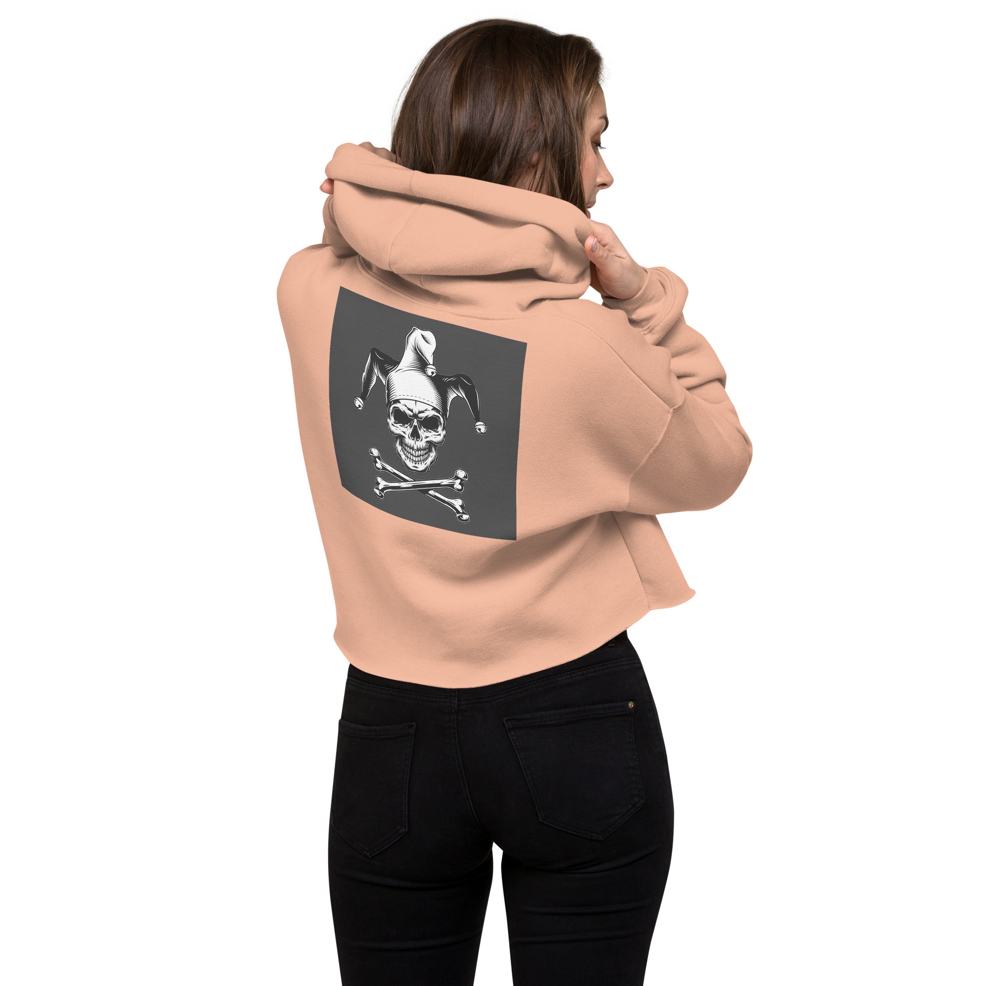 Crop-Hoodie Junior Schröder Stick vorne Druck hinten