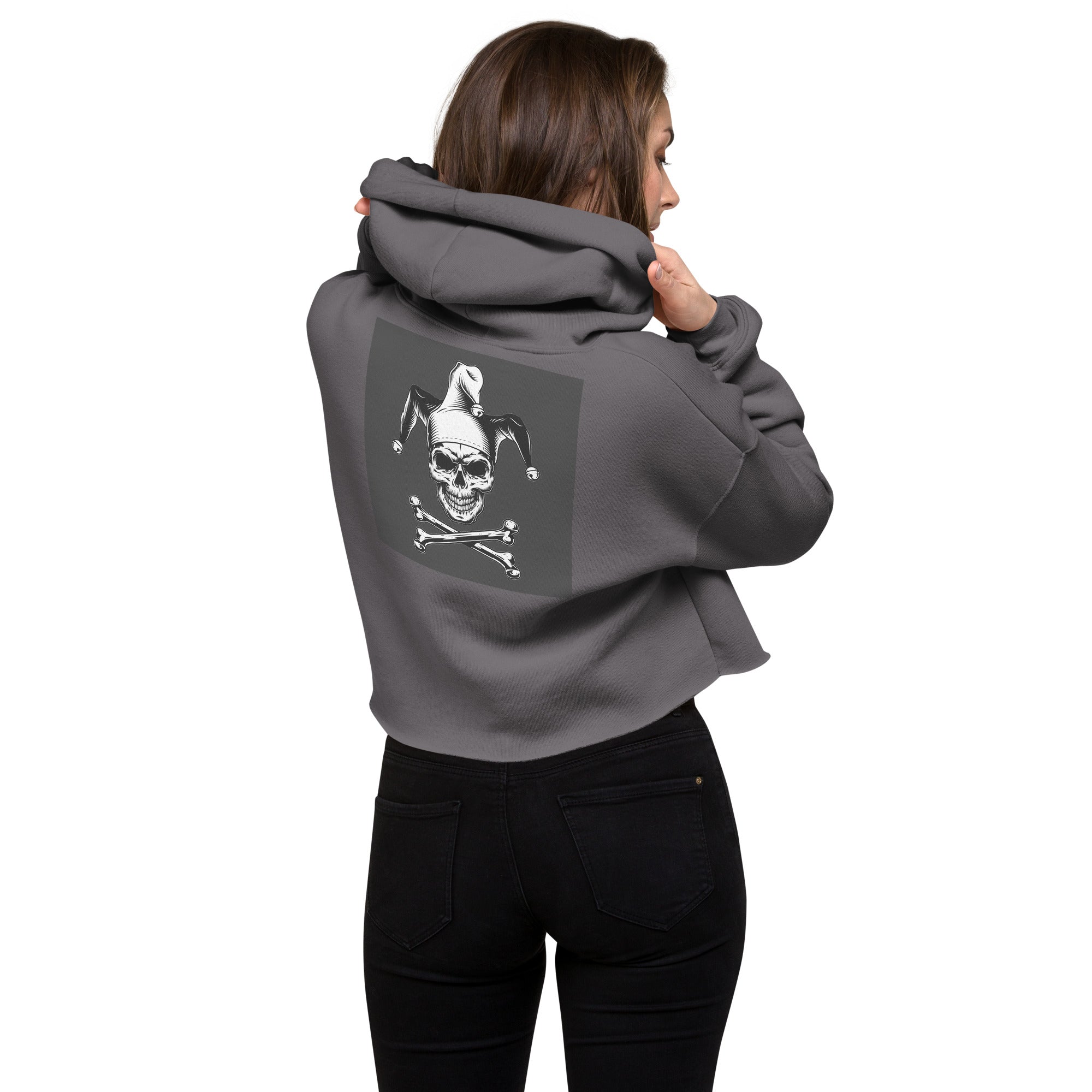 Crop-Hoodie Junior Schröder Stick vorne Druck hinten