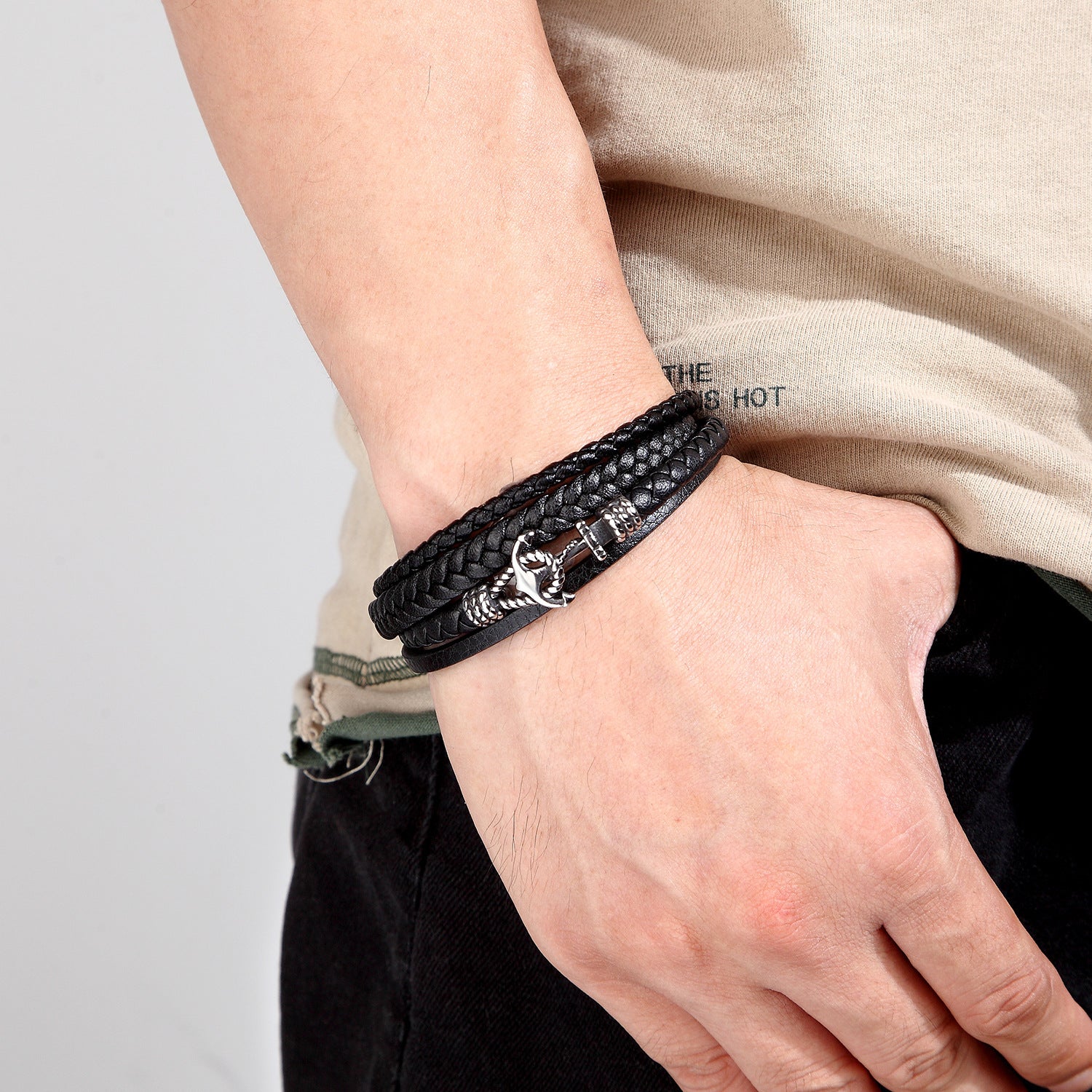 Anker Leder Armband 21 cm