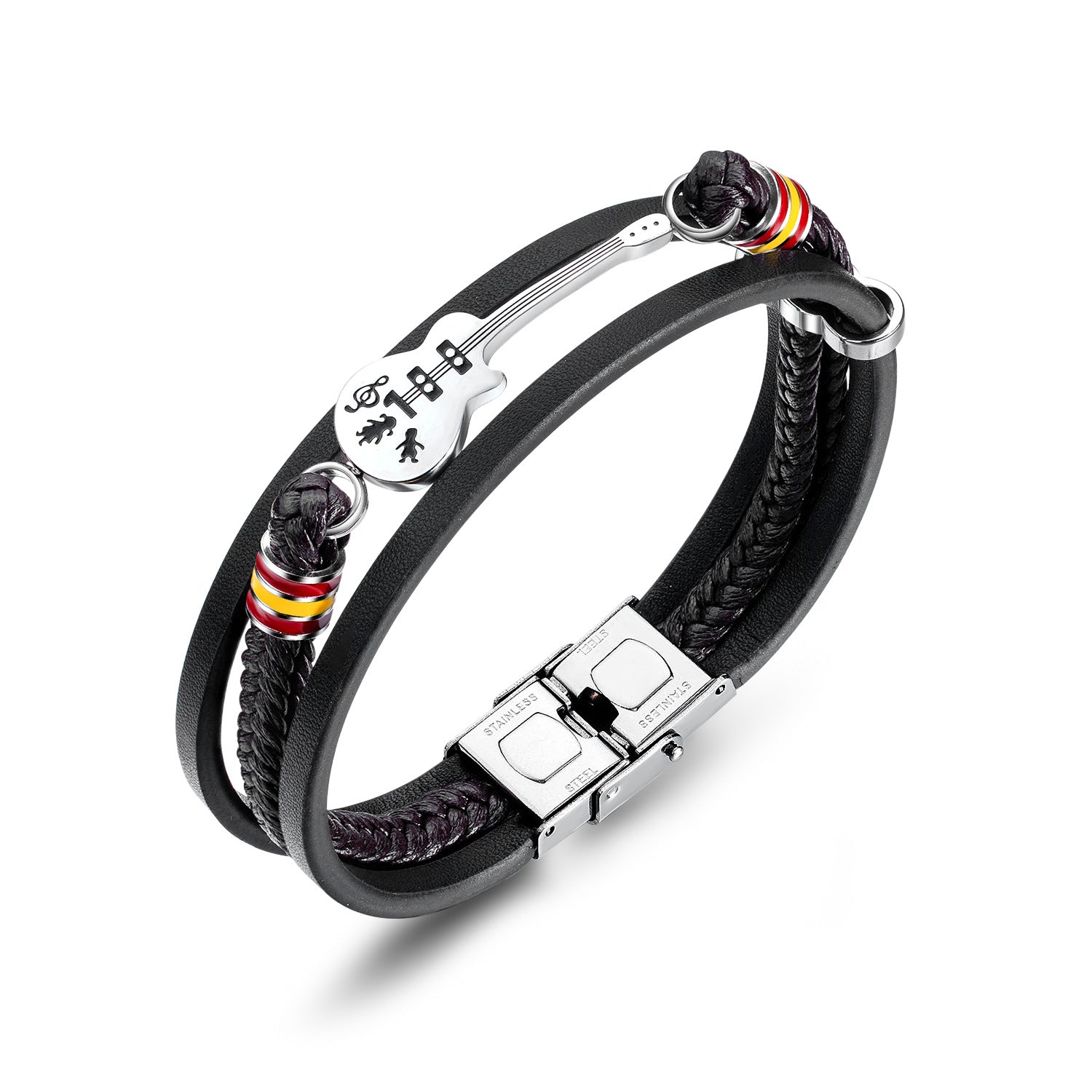 Lederarmband mit Guitarre