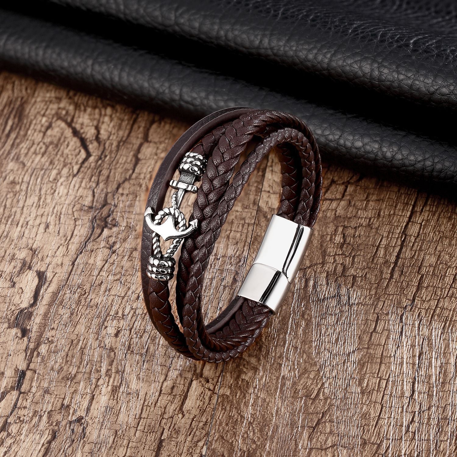 Anker Leder Armband 21 cm