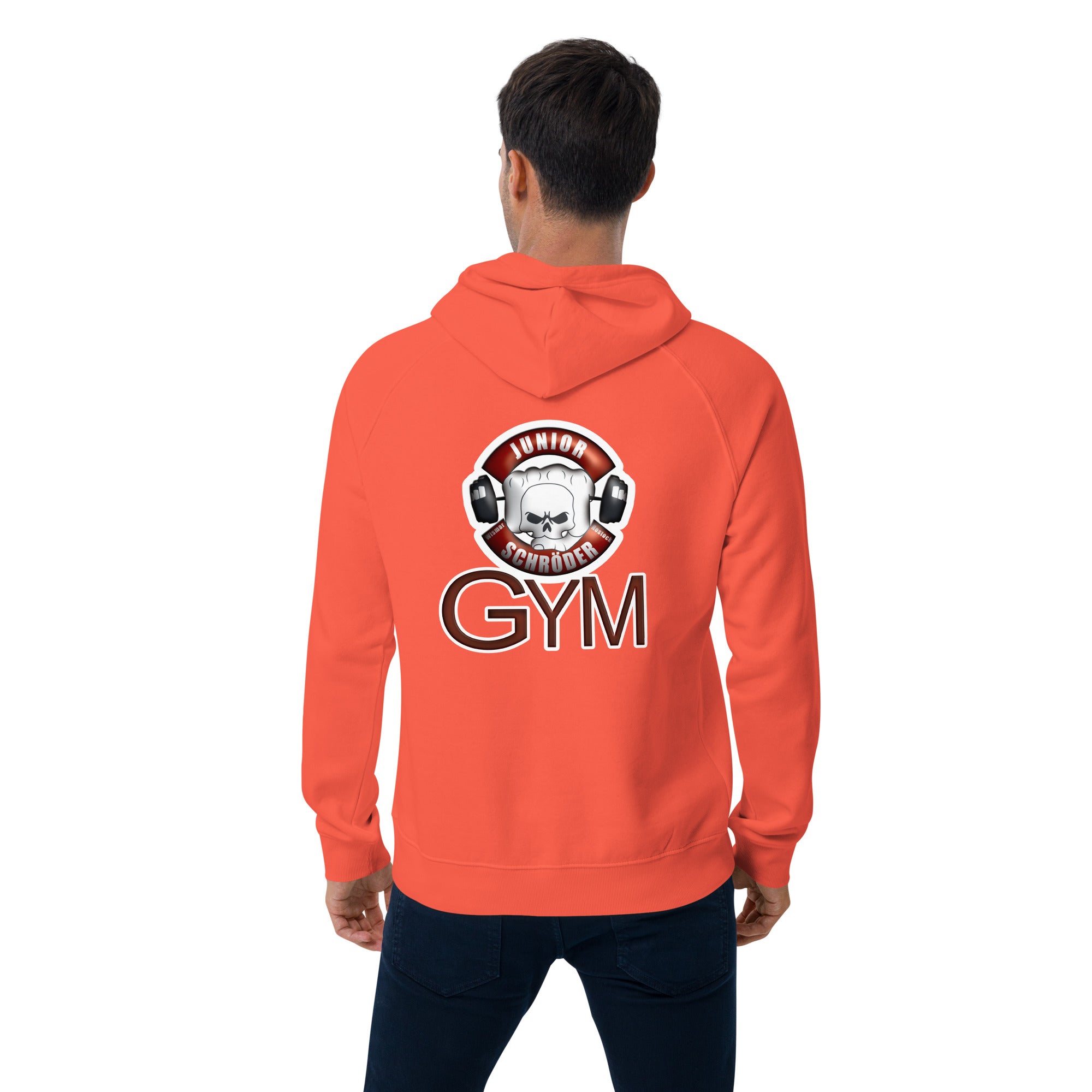Unisex Bio-Raglan-Hoodie Junior Schröder Gym Druck Vorn und Hinten